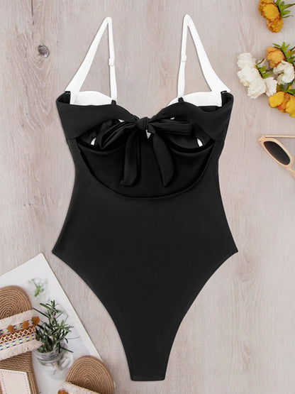 Tied Adjustable Strap One-Piece Swimwear