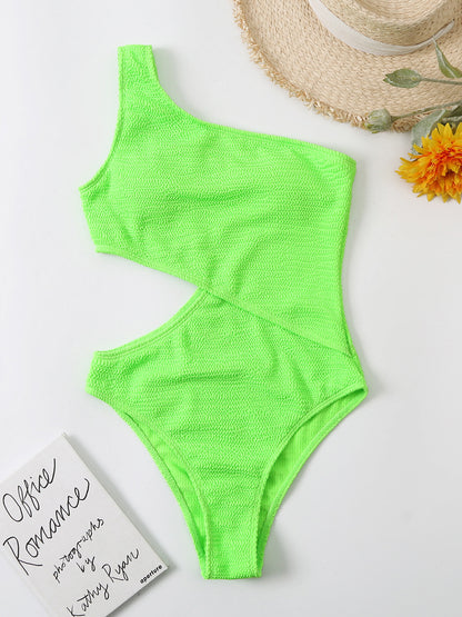 Cutout One Shoulder One-Piece Swimwear