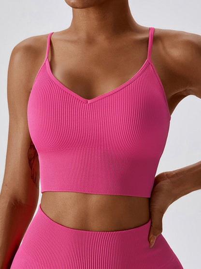 Ribbed Lace-Up Cropped Active Cami