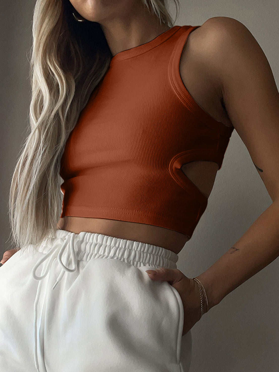 Cutout Round Neck Tank