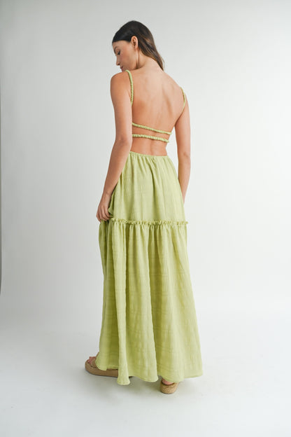 Cutout Waist Backless Maxi Dress