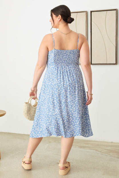 Plus Size Cutout Floral Spaghetti Strap Dress