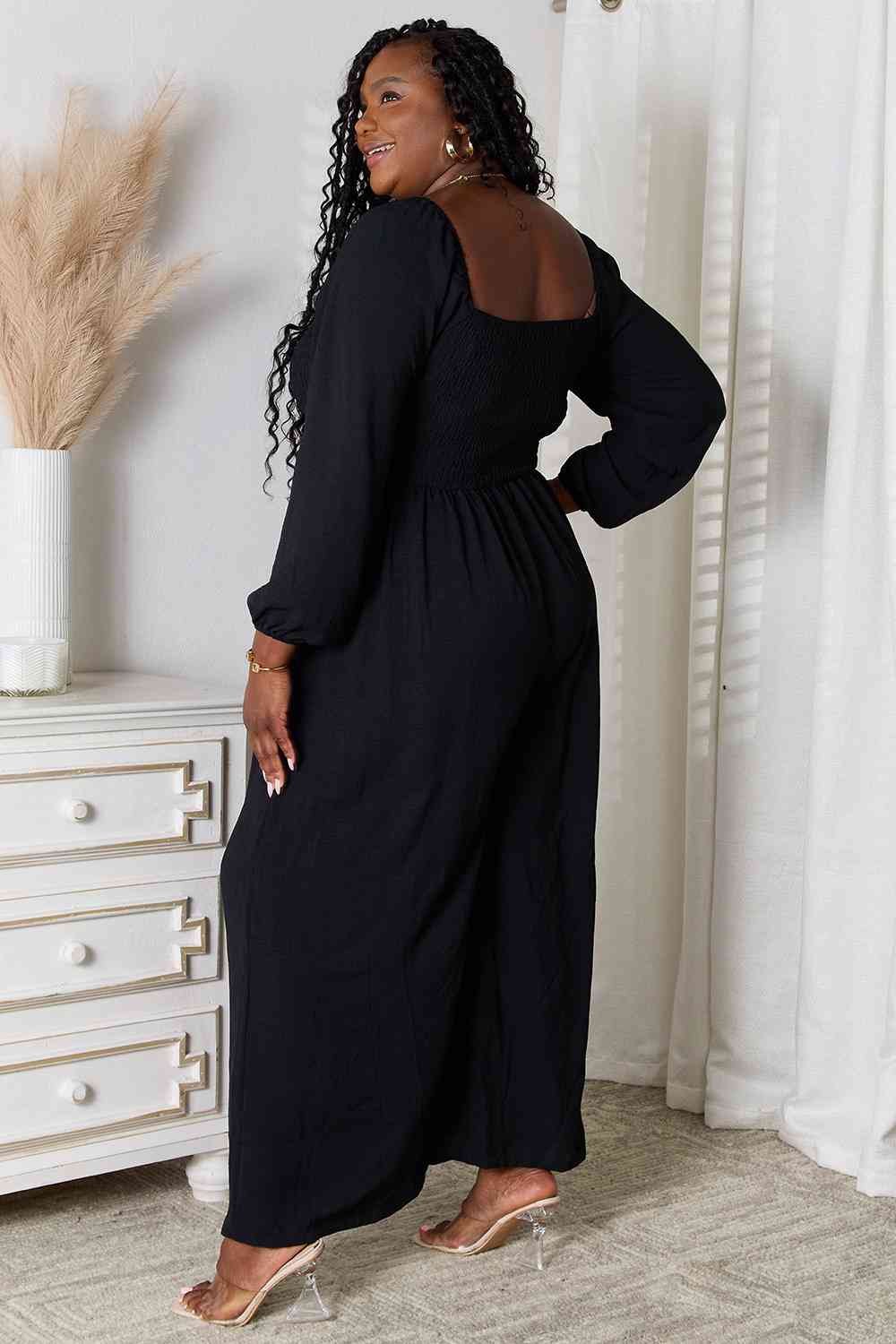 Square Neck Jumpsuit with Pockets