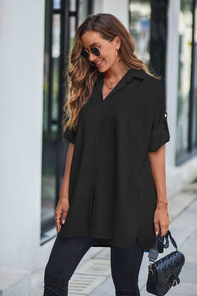 Plus Size Button Up Long Sleeve Shirt