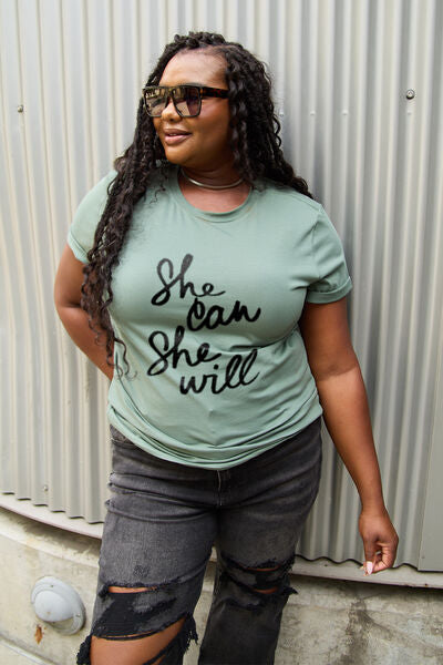 Plus Size SHE CAN SHE WILL Short Sleeve T-Shirt