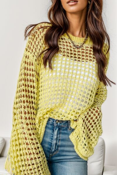 Round Neck Dropped Shoulder Knit Top