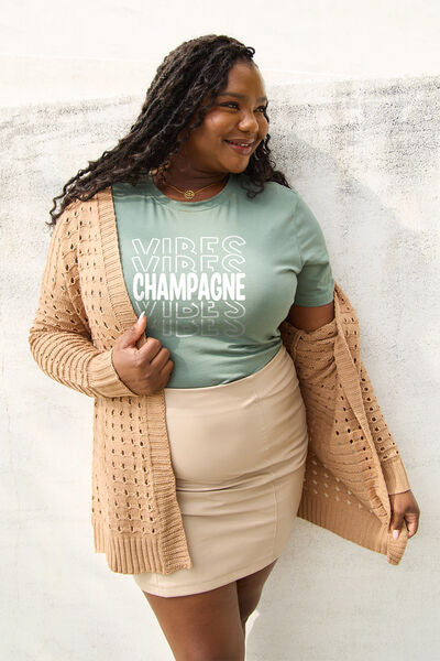 Plus Size CHAMPAGNE VIBES Round Neck T-Shirt