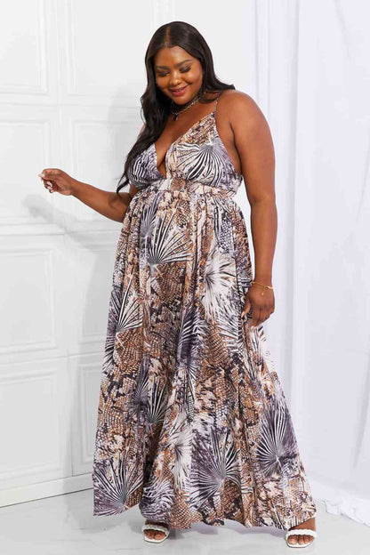 Plus Size Piecing It Together Printed Sleeveless Dress