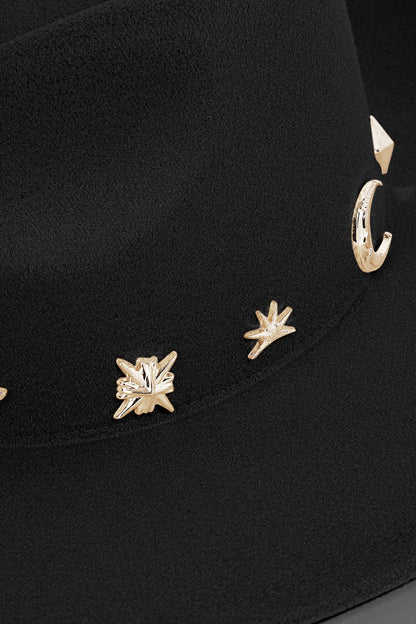 Studded Sun Moon Star Fedora Hat