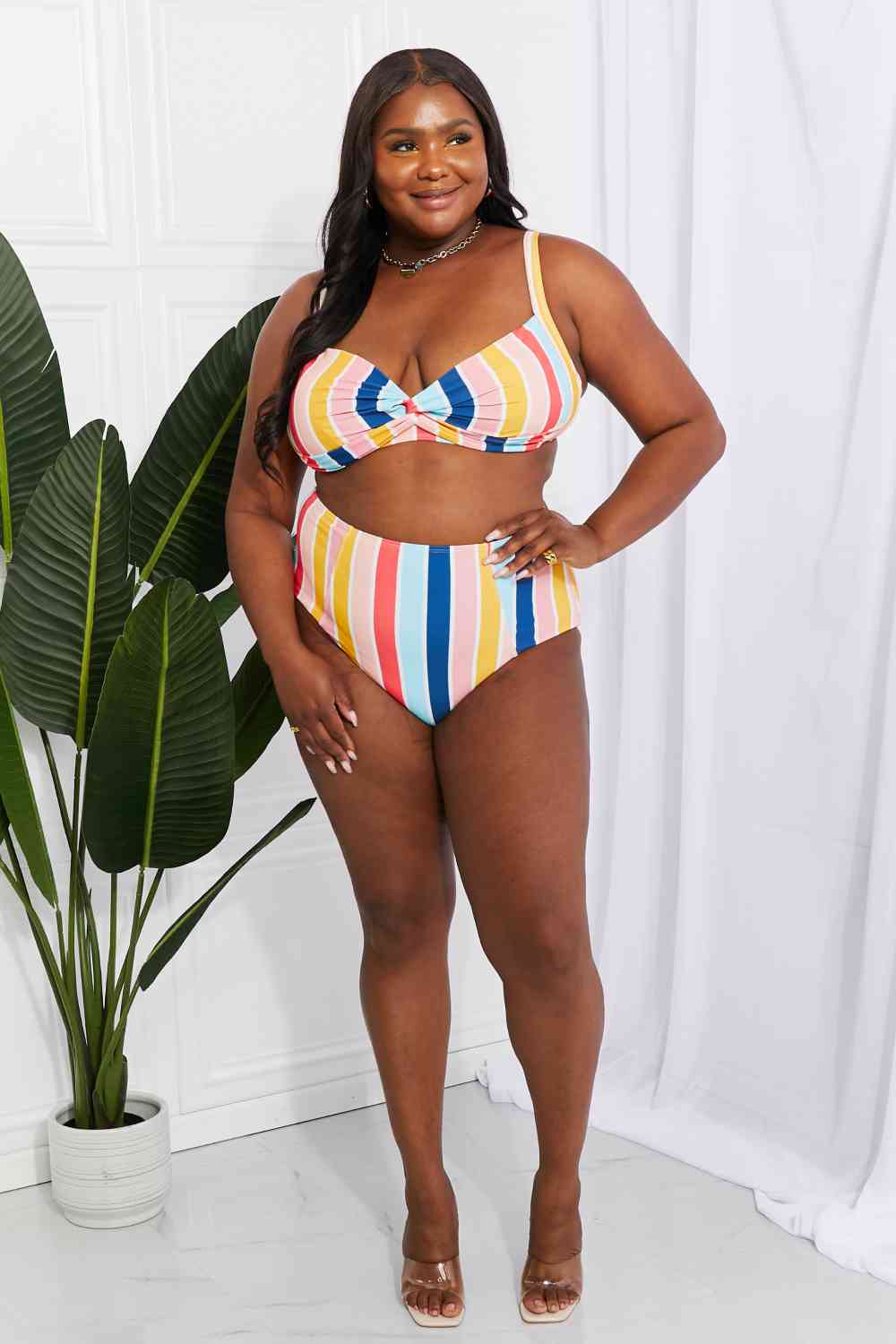 Twist High-Rise Bikini in Stripe