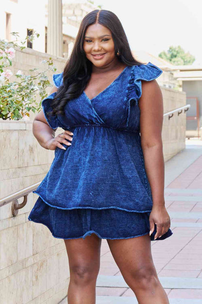 Plus Size Short Flutter Sleeve Mini Dress