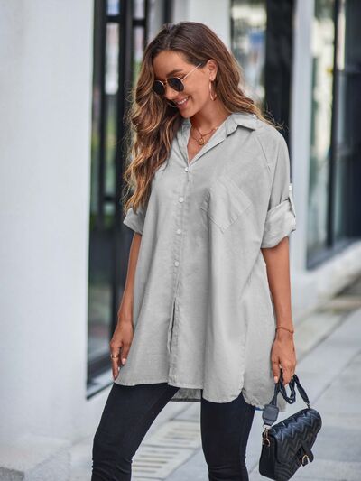 Plus Size Button Up Long Sleeve Shirt