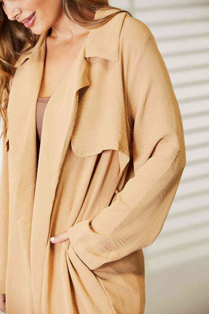 Plus Size Tied Trench Coat with Pockets