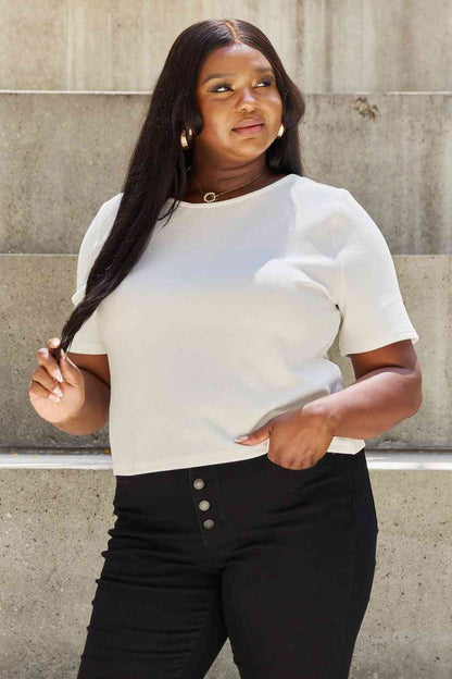 Plus Size Criss Cross Pearl Detail Open Back T-Shirt