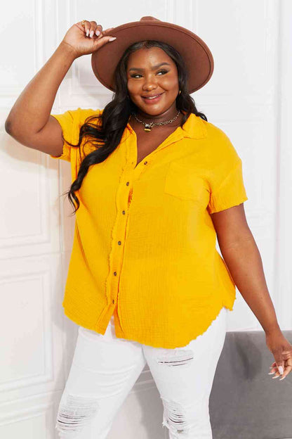 Plus Size Summer Breeze Gauze Short Sleeve Shirt