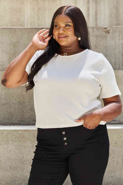 Plus Size Criss Cross Pearl Detail Open Back T-Shirt