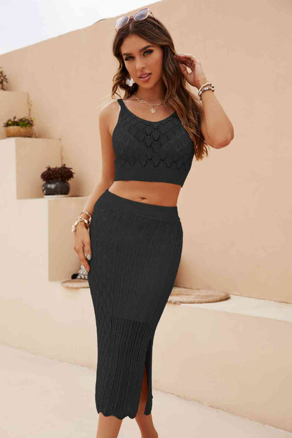 Cropped Tank and Split Skirt Set