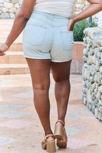 Plus Size High Waisted Denim Shorts