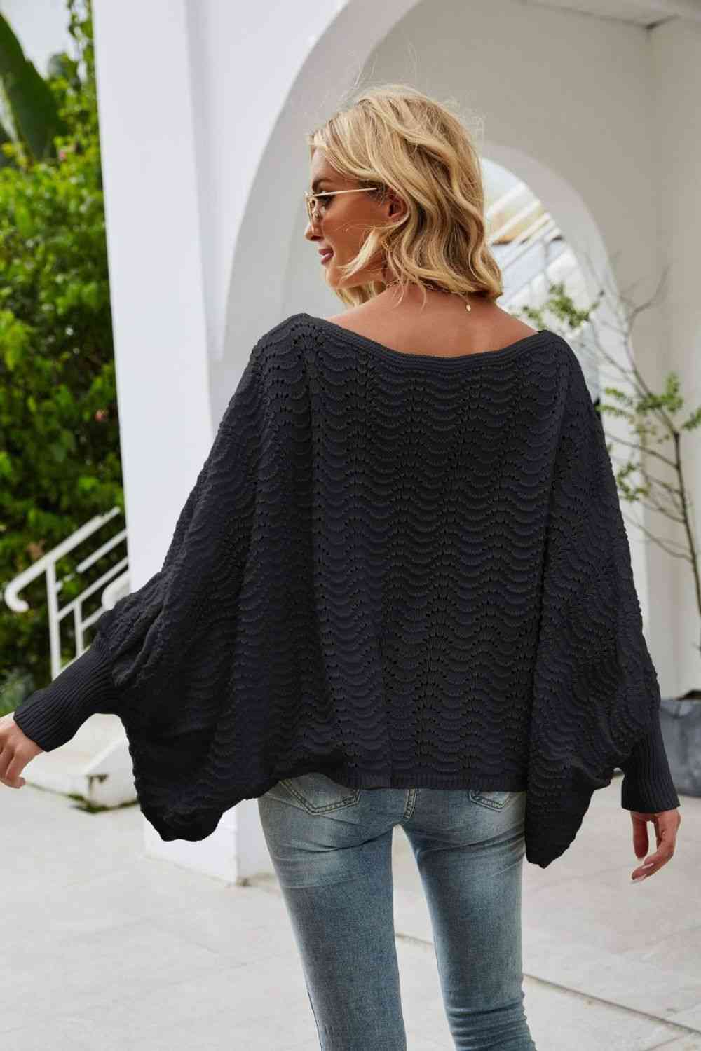 Boat Neck Dolman Sleeve Sweater