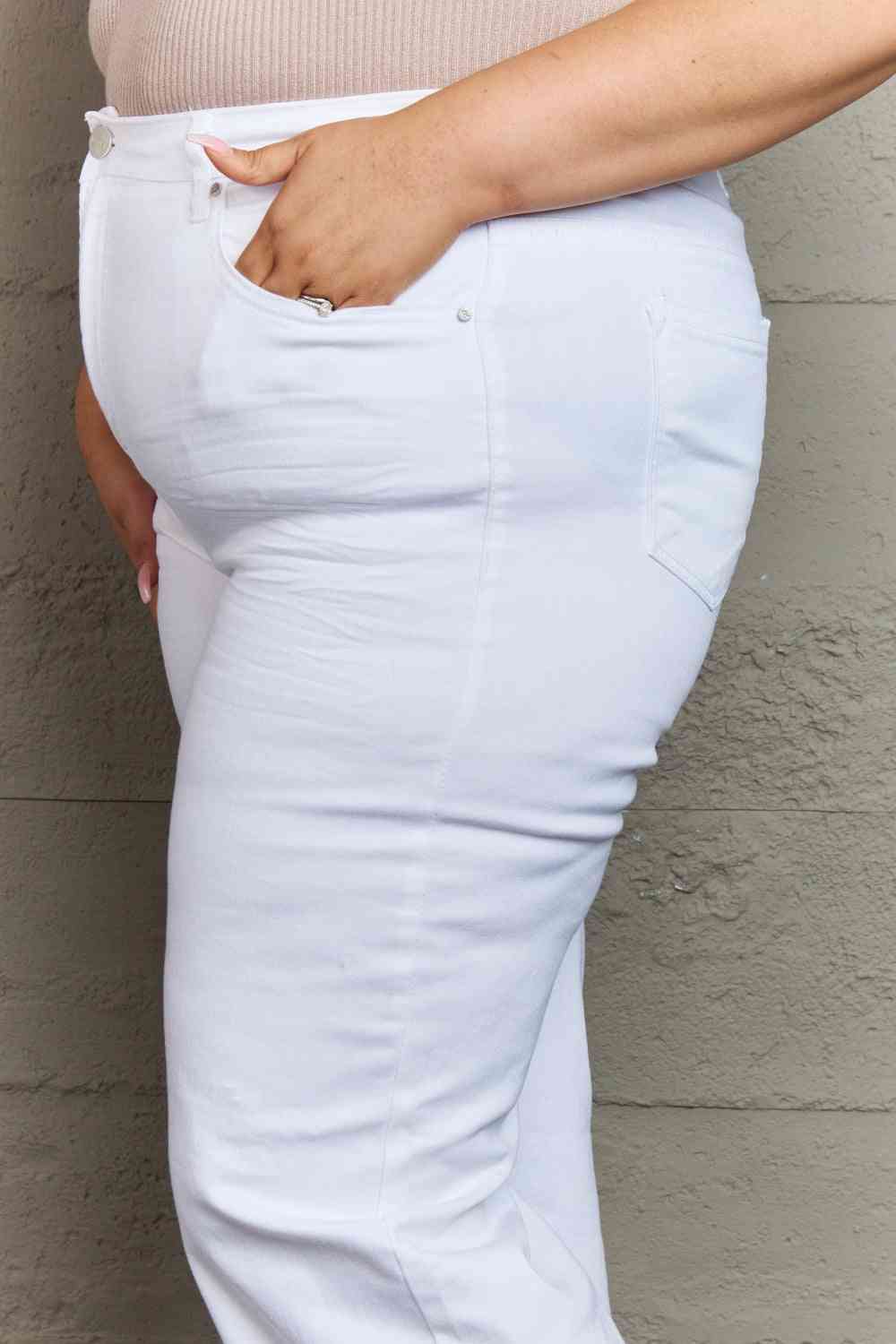 Plus Size High Waist Wide Leg Jeans in White