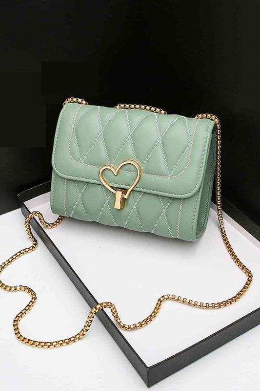 Heart Buckle Leather Crossbody Bag