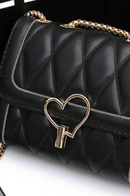 Heart Buckle Leather Crossbody Bag