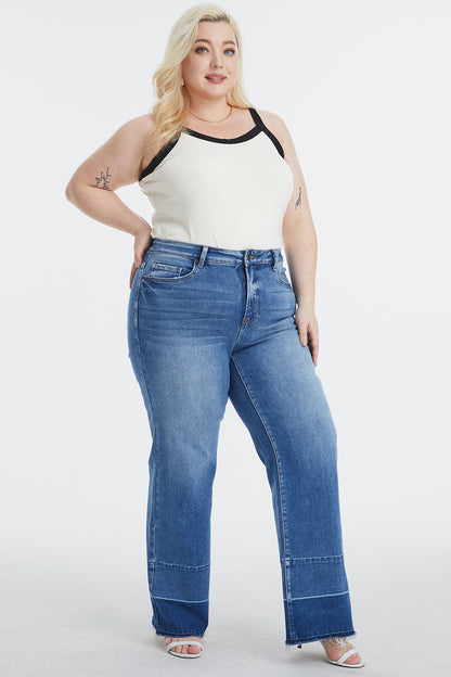 Plus Size High Waist Cat's Whisker Wide Leg Jeans