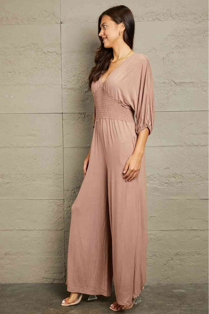 Plus Size Smocking Waist Jumpsuit