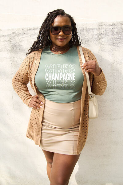 Plus Size CHAMPAGNE VIBES Round Neck T-Shirt