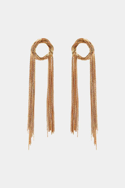 Round Shape Fringed Copper Earrings