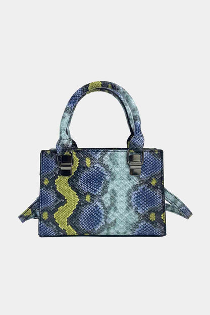 Snakeskin Print Leather Handbag