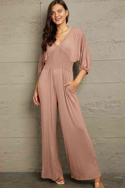 Plus Size Smocking Waist Jumpsuit