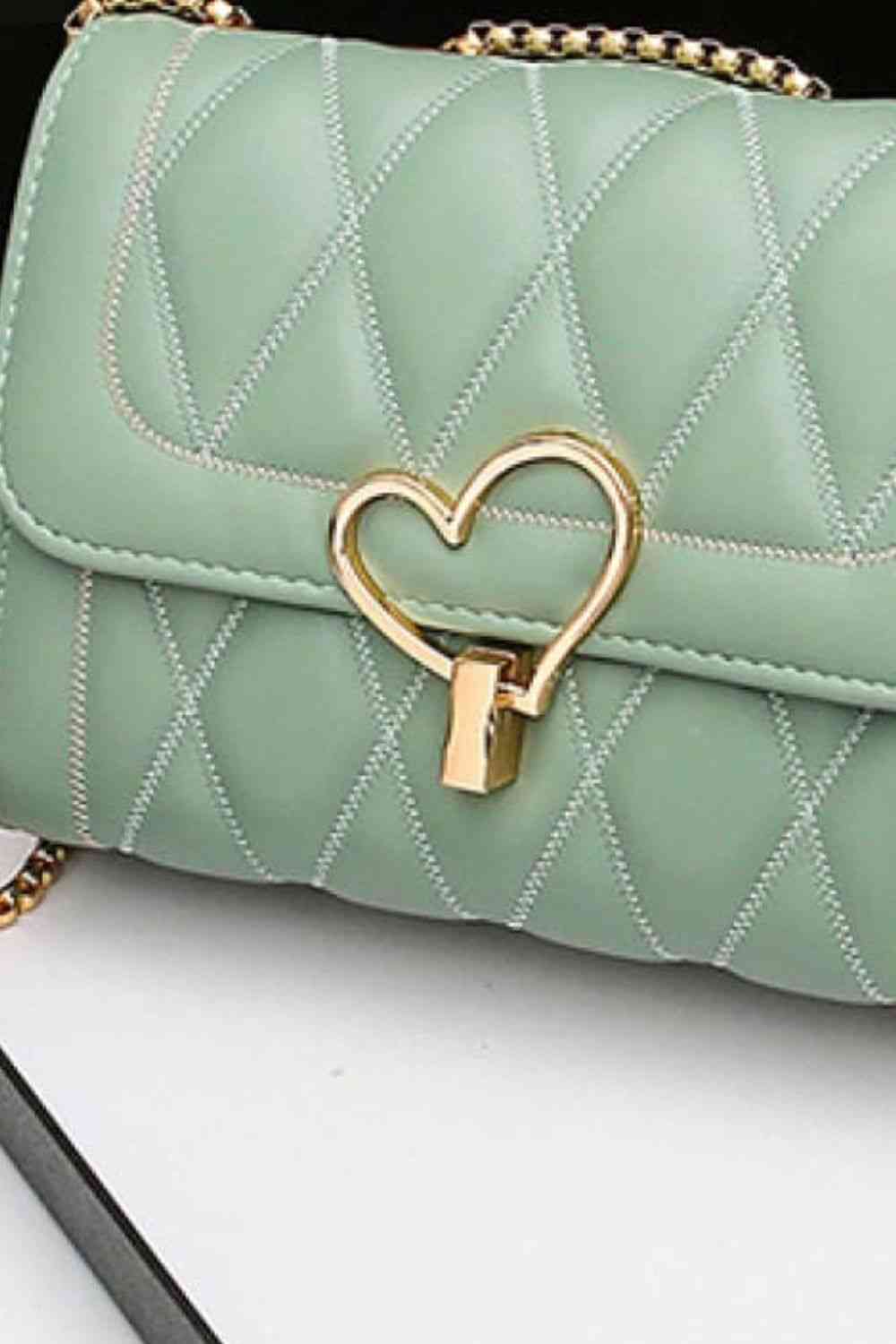 Heart Buckle Leather Crossbody Bag