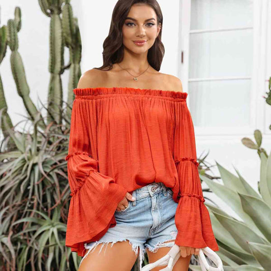 Off-Shoulder Frill Trim Blouse