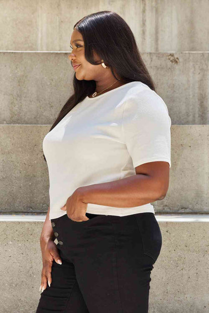 Plus Size Criss Cross Pearl Detail Open Back T-Shirt