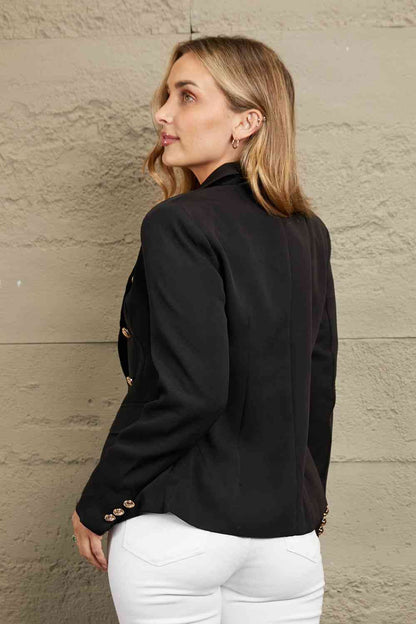 Double-Breasted Padded Shoulder Blazer