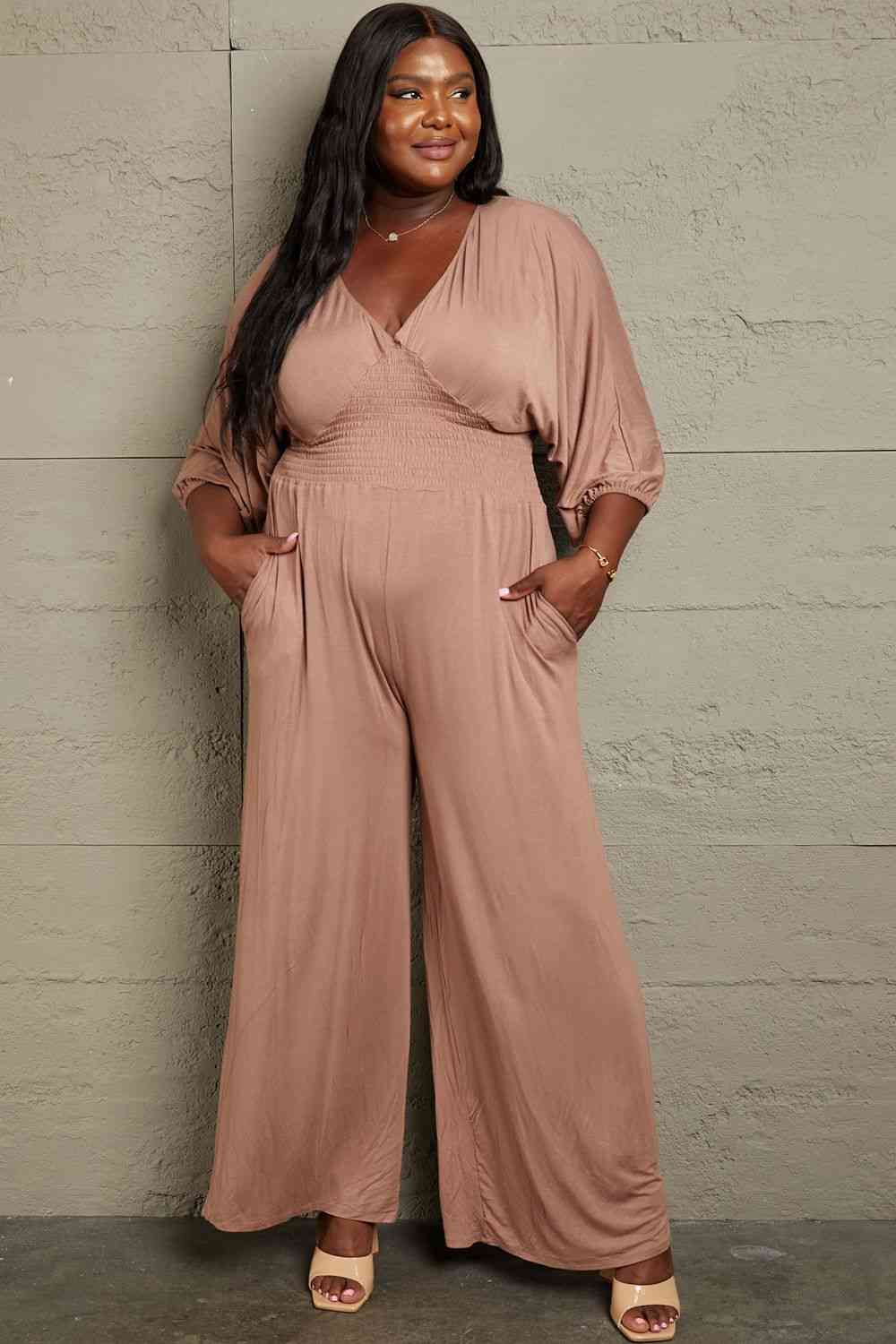 Plus Size Smocking Waist Jumpsuit