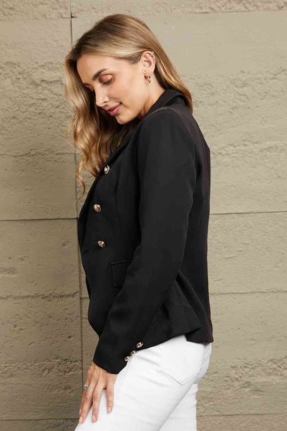 Double-Breasted Padded Shoulder Blazer