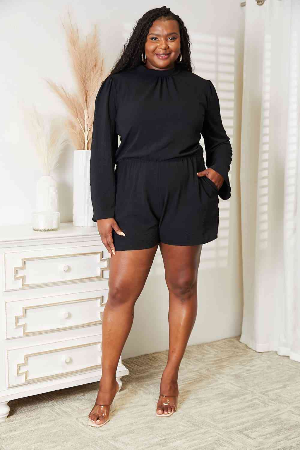 Plus Size Open Back Romper