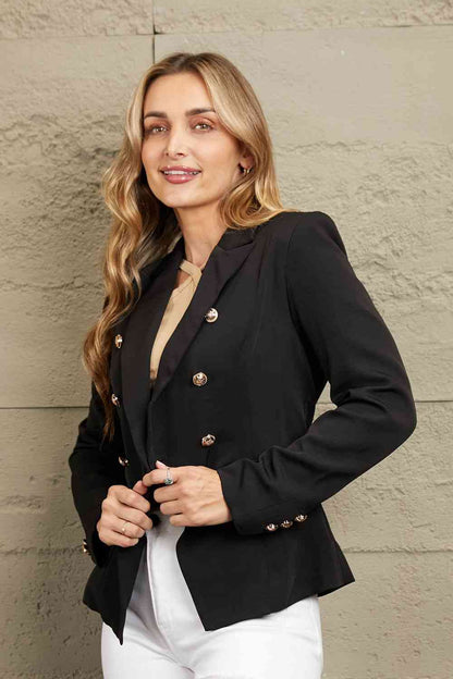 Double-Breasted Padded Shoulder Blazer