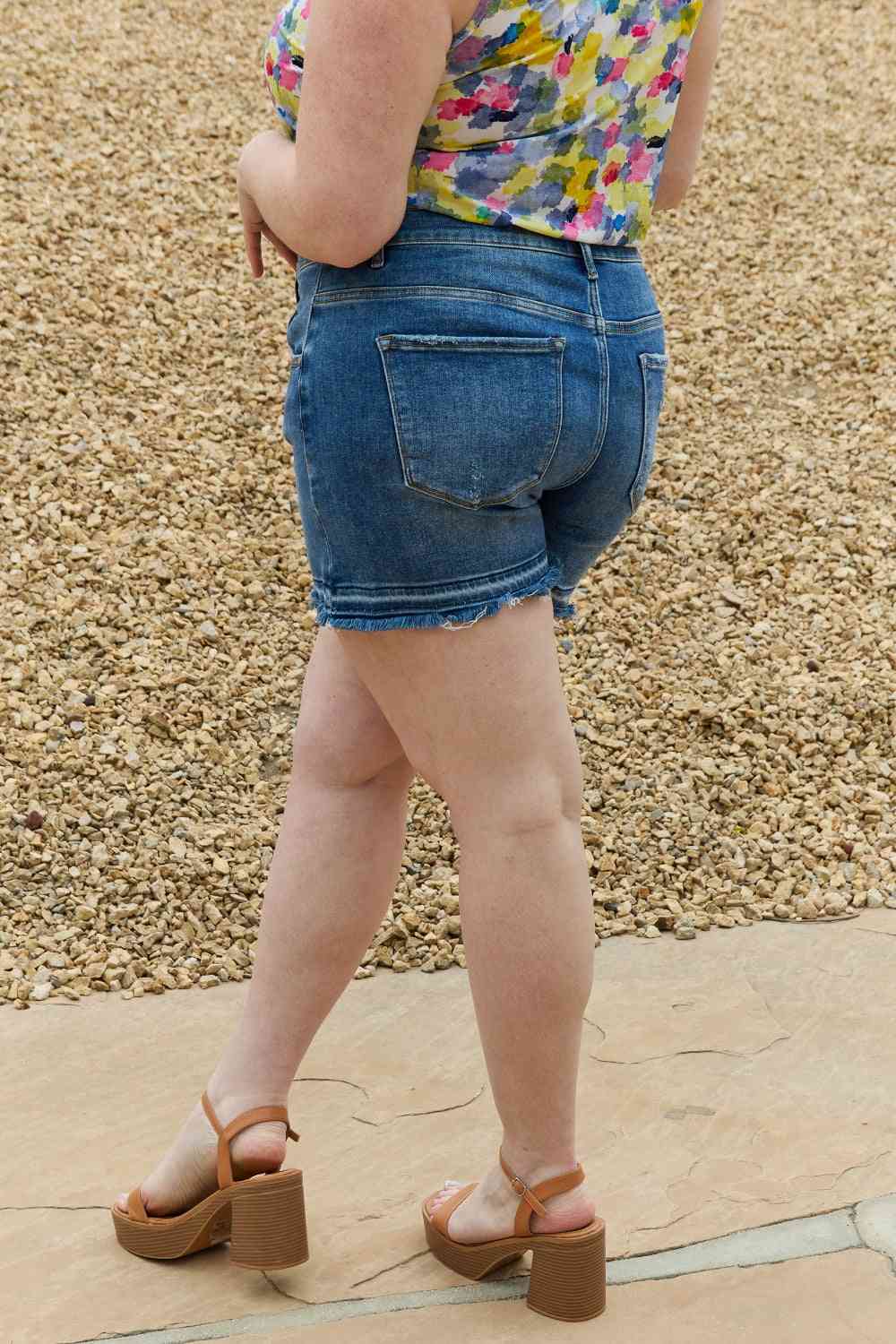 Plus Size Mid Rise Asymmetrical Shorts