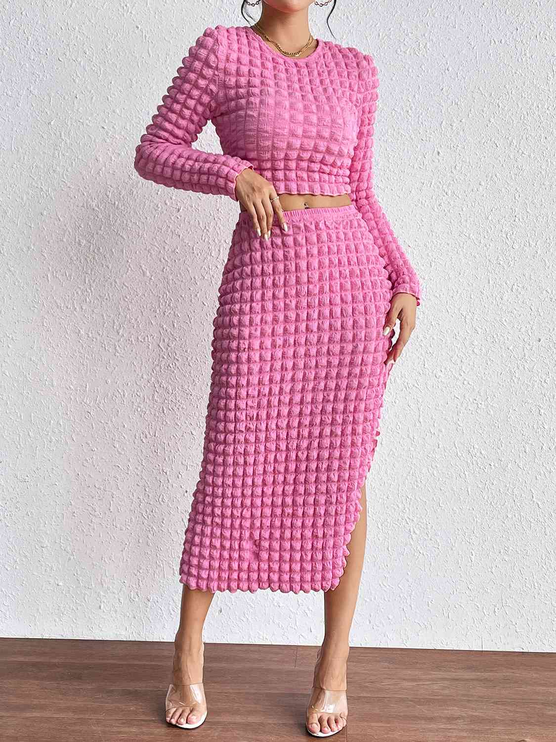 Long Sleeve Top and Split Skirt Set