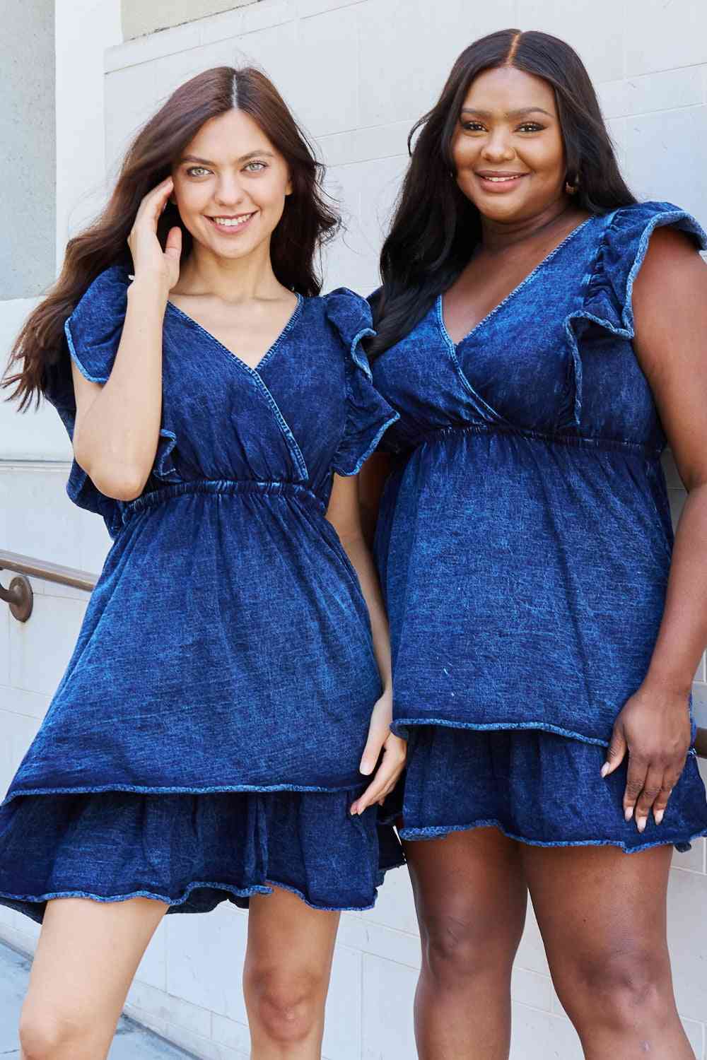 Plus Size Short Flutter Sleeve Mini Dress