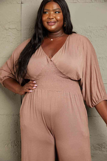 Plus Size Smocking Waist Jumpsuit