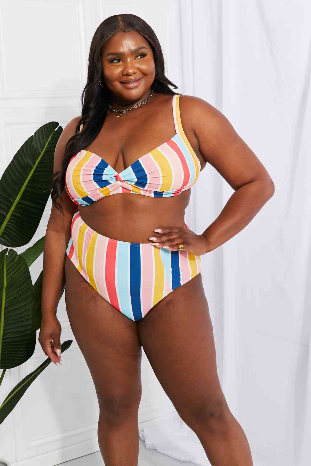 Twist High-Rise Bikini in Stripe