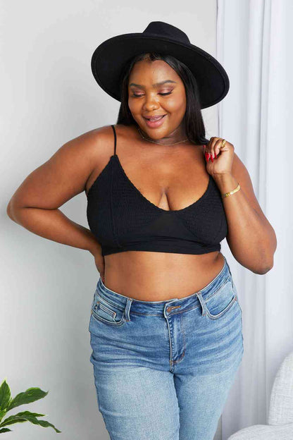 Plus Size Textured Spaghetti Strap Bralette