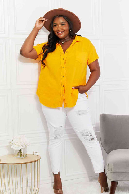 Plus Size Summer Breeze Gauze Short Sleeve Shirt