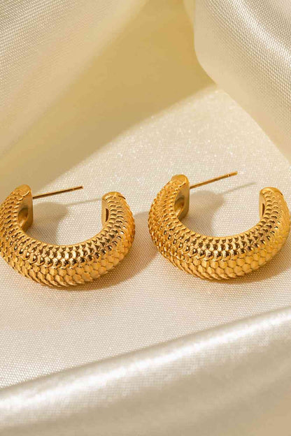 Stainless Steel Scale C-Hoop Earrings