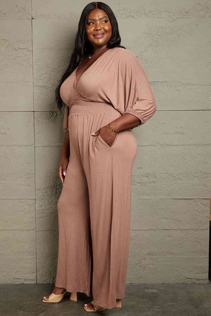 Plus Size Smocking Waist Jumpsuit