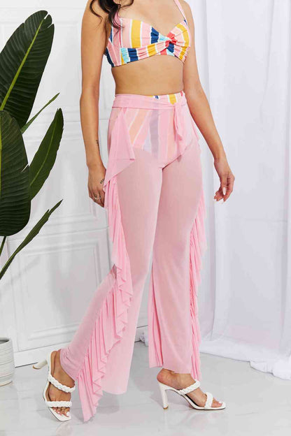 Mesh Ruffle Cover-Up Pants